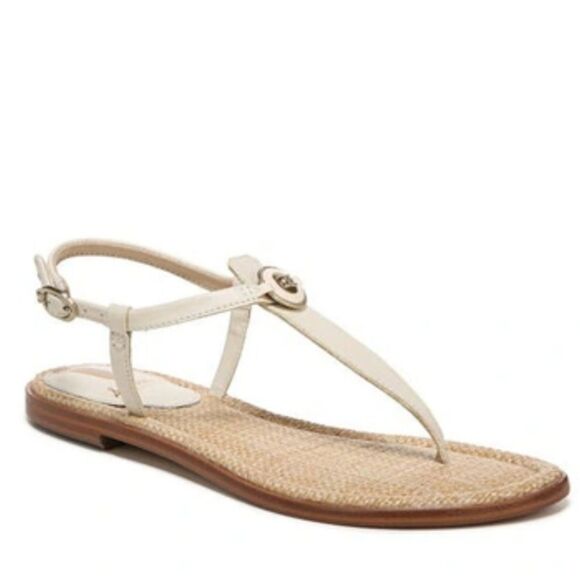 Sam Edelman gigi signet womens Leather C Ivory Thong Toe Sandal Size 9 - Picture 1 of 15
